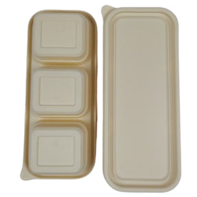 Wrappfresh Cornstarch Disposable Plates with  Lids  Meal Trays - Pack Of 25