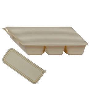 Wrappfresh Cornstarch Disposable Plates with  Lids  Meal Trays - Pack Of 25