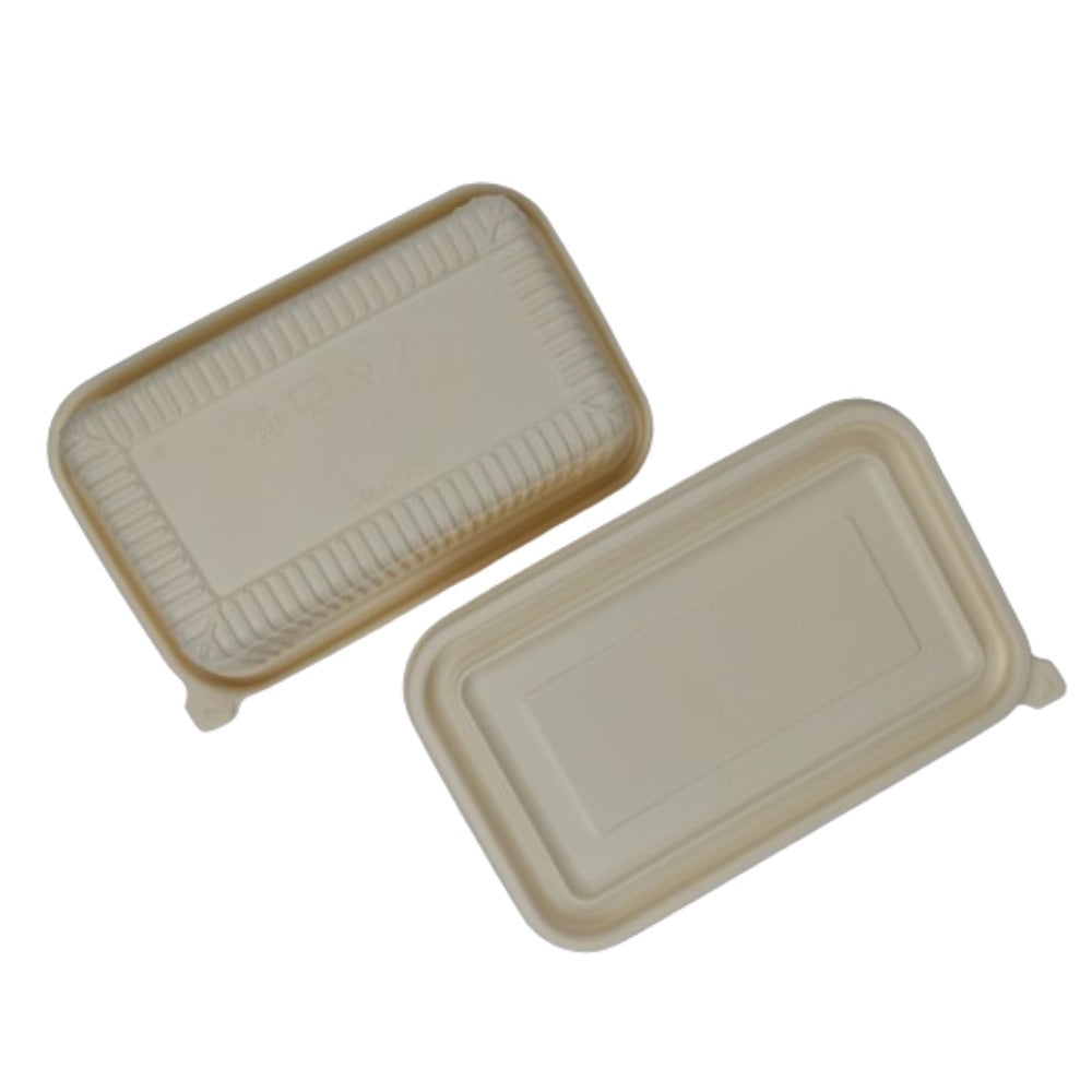 Wrappfresh Cornstrach Disposable 850ML box with Sections and Lids - Pack of 25